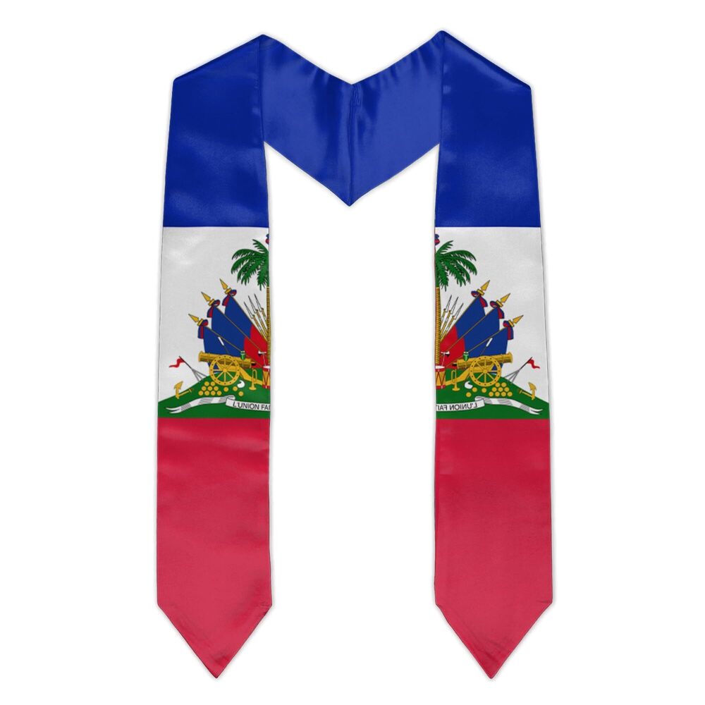 5583 Unisex Adult Graduation Stole, 72" Haitian Flag Graduation Sash